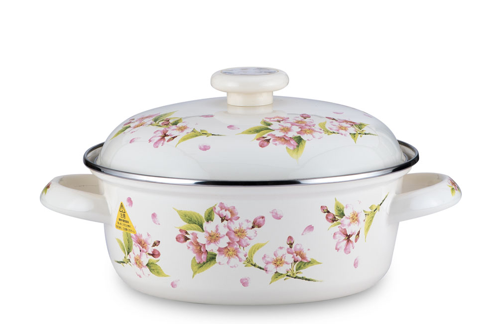 Nồi tráng men FUJIHORO 20cm, 2.3L ( Hoa văn Sakura ) SYM-22, Sử dụng bếp từ