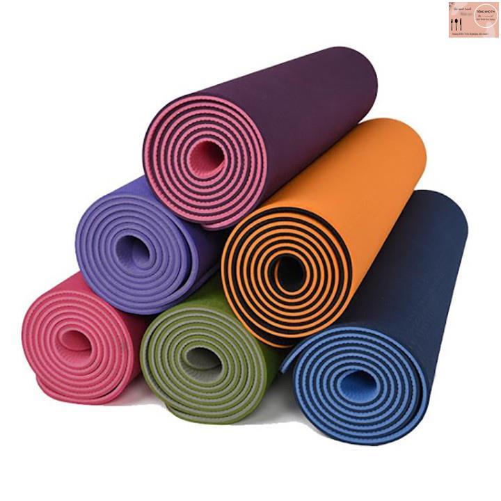 Thảm tập Yoga 2 lớp TPE dày 6mm, Thảm tập Gym chống trơn trượt và không thấm mồ hôi