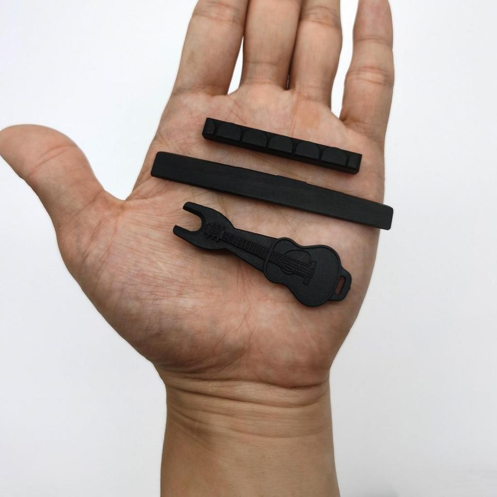 6 String Classical Guitar Bone 80mm Bridge Saddle and 52mm Nut + Pins Puller Made of Ebony (For Classical )