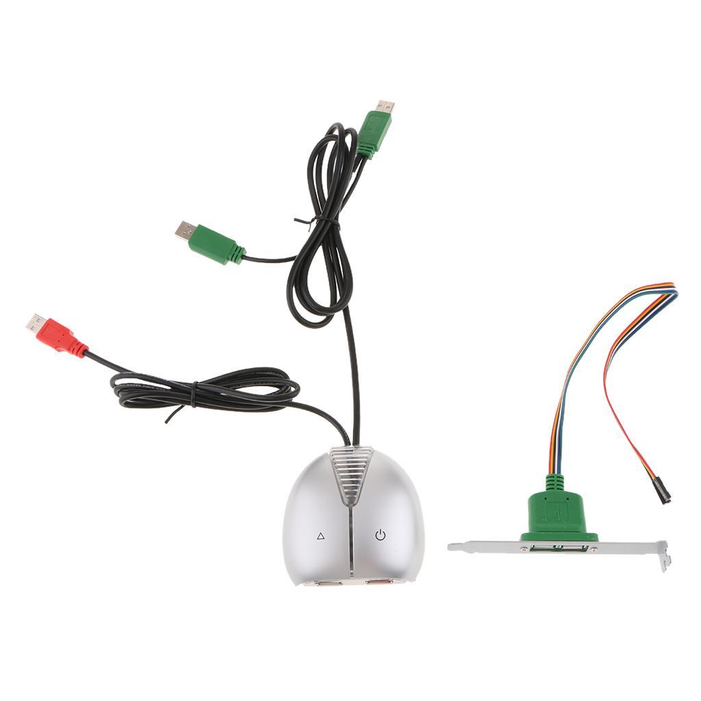 Desktop Computers Case Power Supply Reset HDD Button Switch + Dual USB Port