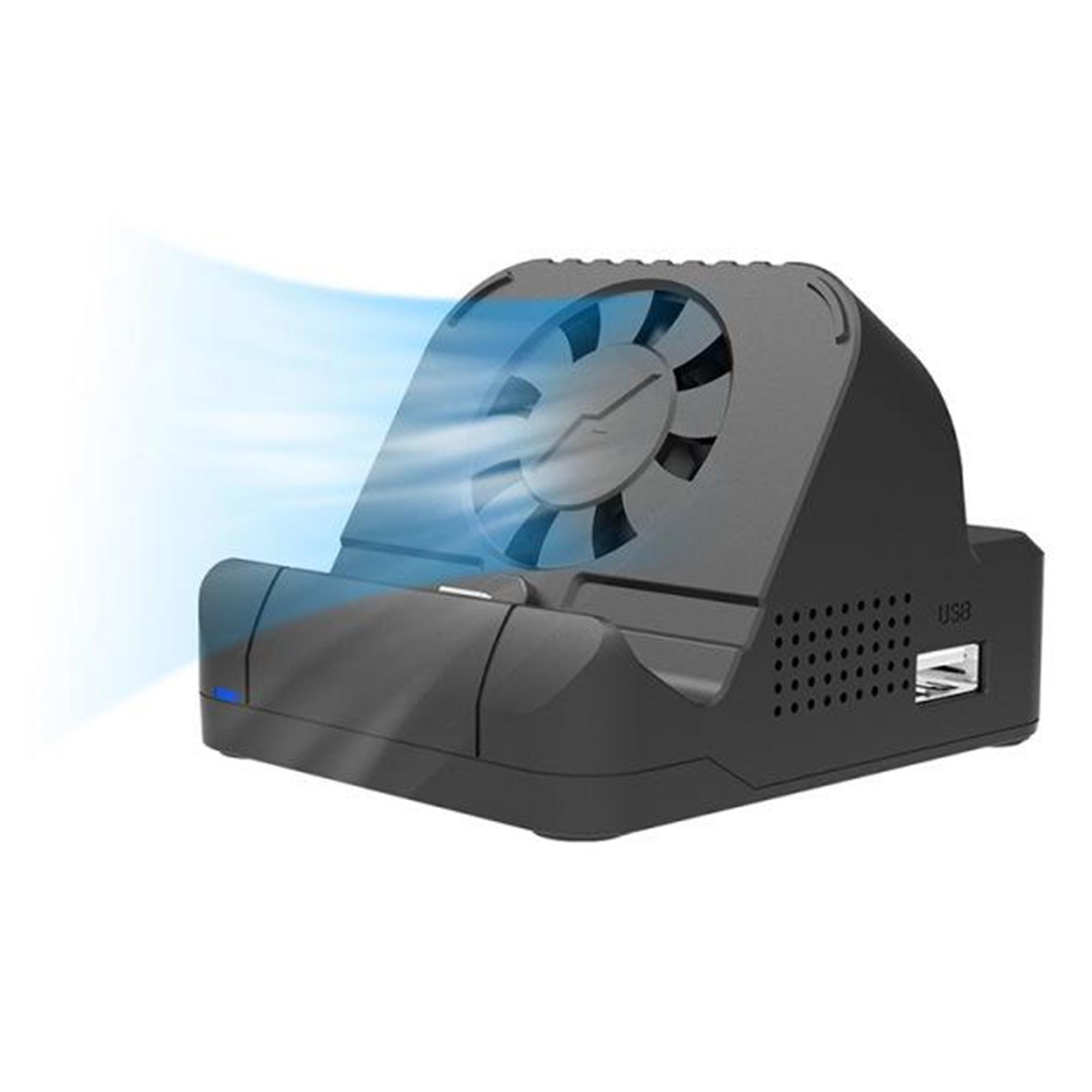 Portable TV Converter Adapter Charging Dock Charger & Cooling Fan Black