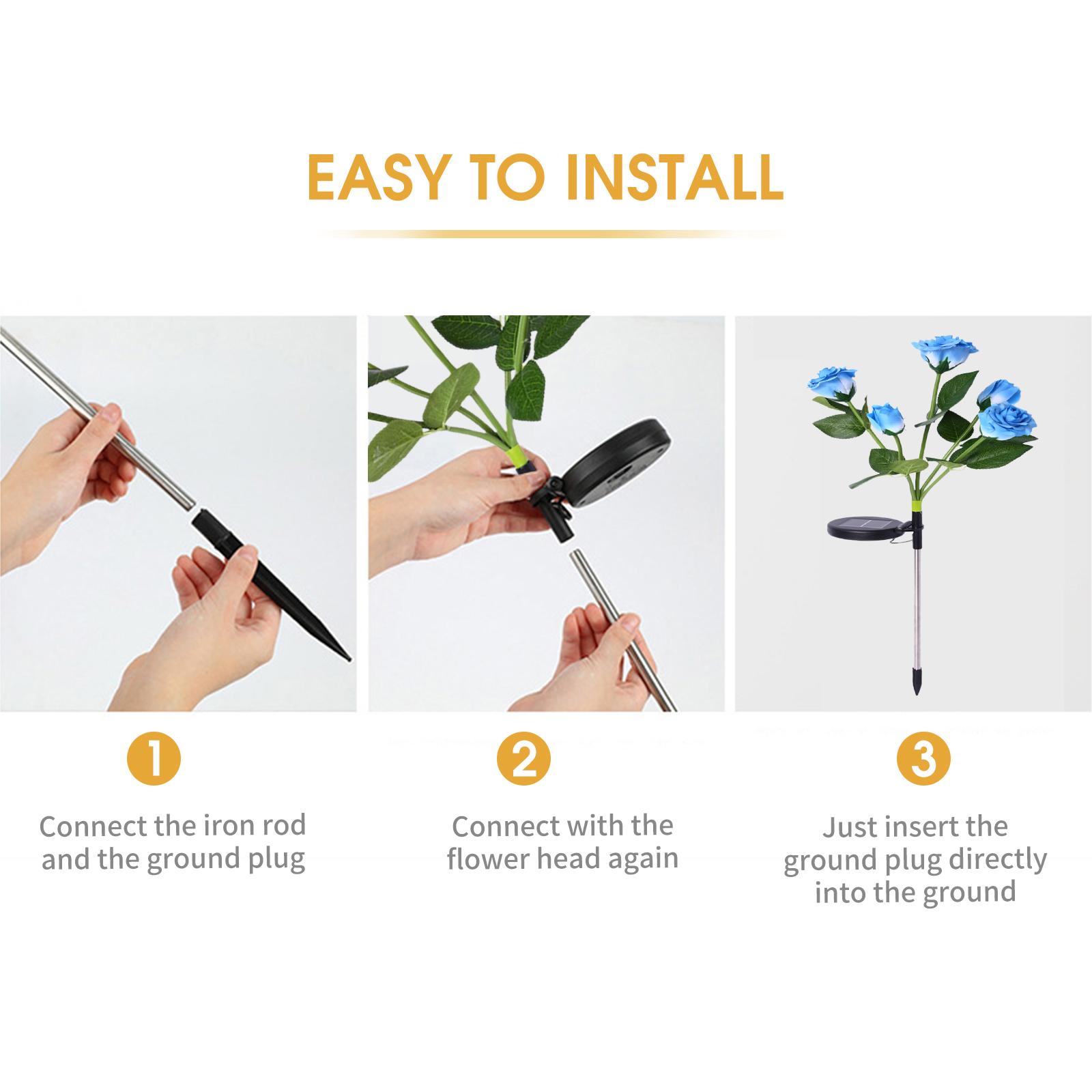 Set 2 Nhánh Đèn Led Rgb Ngoài Trời Kiểu Dáng 5 Bông Hoa Hồng Chống Nước