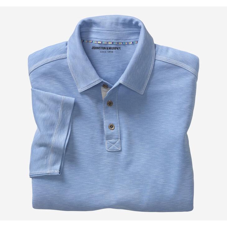 Áo polo nam cộc tay JohnSton & Murphy Vintage Slub Polo Light Blue hàng xuất Mỹ - Châu Âu - Úc - Light Blue,2XL