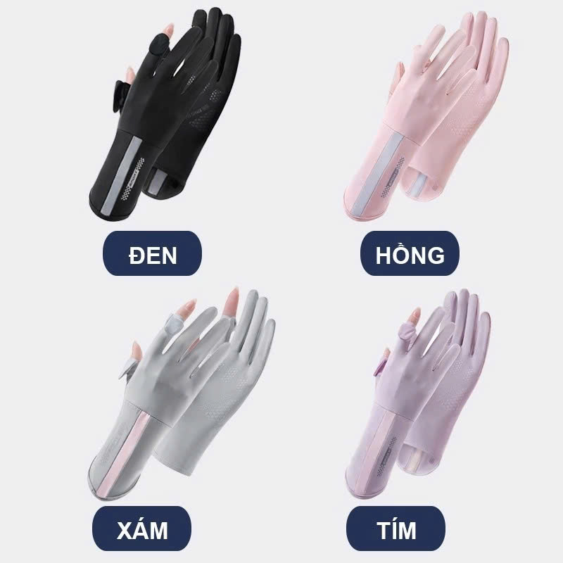 Găng Tay Hở 2 Ngón Unisex Chống Nắng, Có Thể Sử Dụng Cảm Ứng Điện Thoại UV UPF50+ MÀU GHI ĐẬM