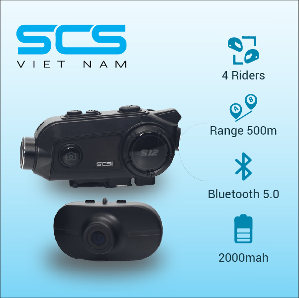 HÀNG CHÍNH HÃNG- Tai nghe mũ bảo hiểm mô tô phượt SCS Bluetooth helmet Intercom SCS S-12