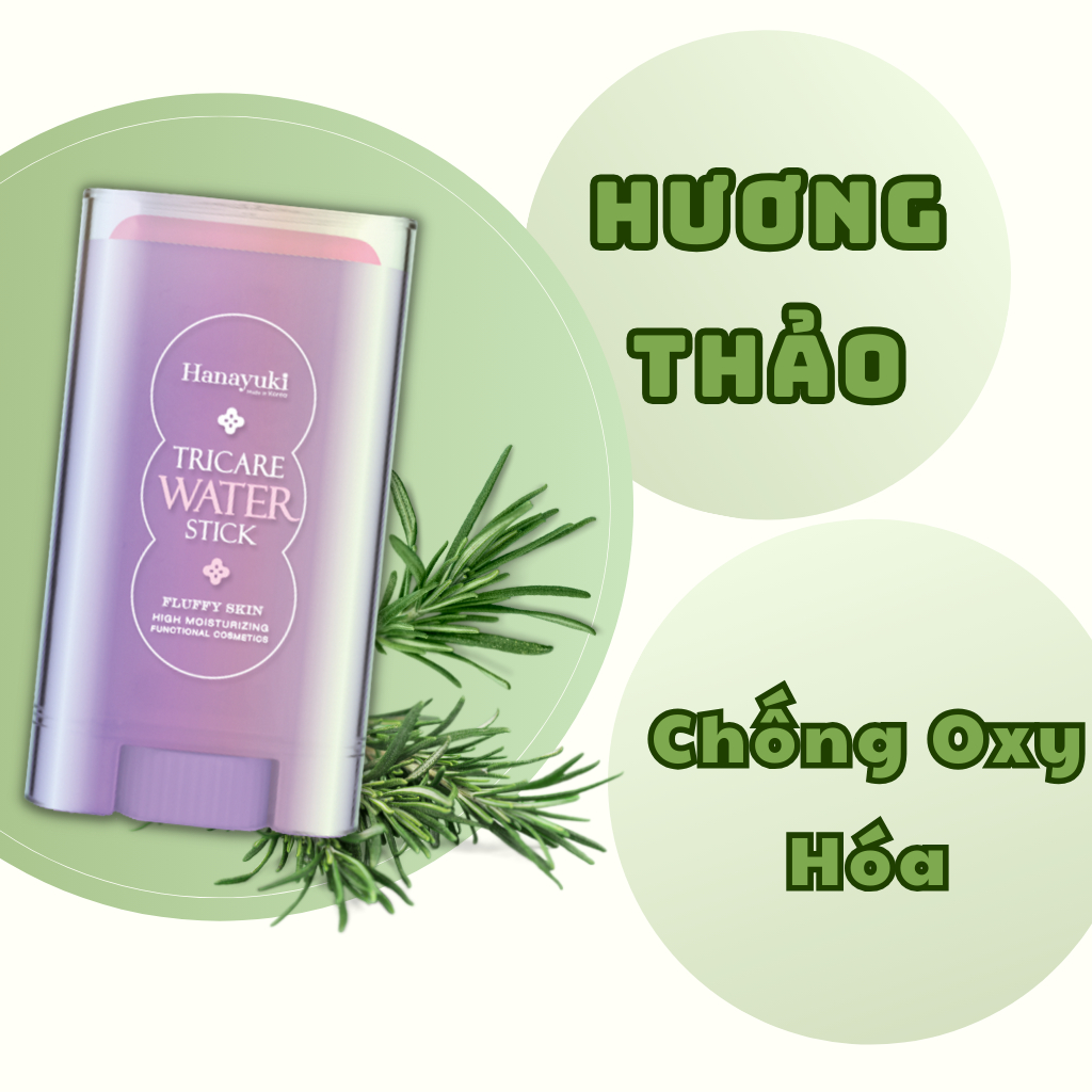 Kem Dưỡng Ẩm Trắng Da Hanayuki Chính Hãng Tricare Water Stick Dạng Lăn Mờ Nám Cấp Ẩm Ngăn Ngừa Lão Hóa 20g