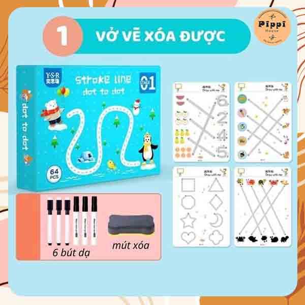 Tập tô vẽ thông minh xóa được - đồ chơi giáo dục toàn diện Montessori cho bé