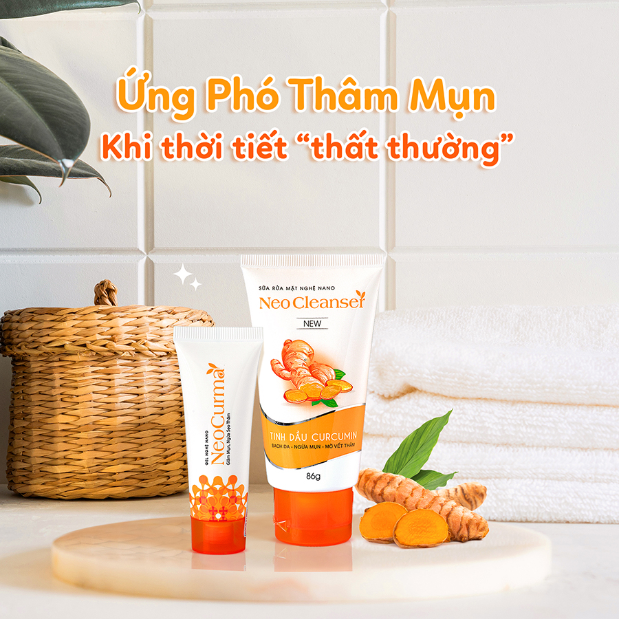 Bộ Đôi Nghệ Giảm Mụn Mờ Thâm (gồm 01 tuýp Sữa rửa mặt NeoCleanser 86g + 2 tuýp Gel nghệ NeoCurma 20g) 