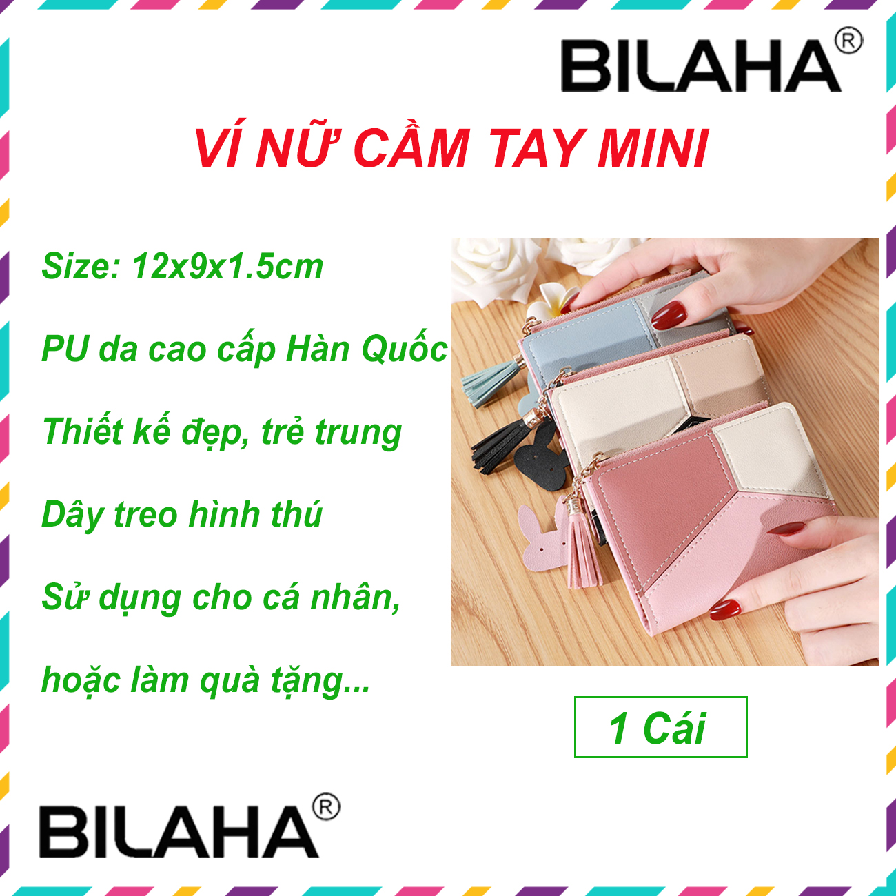 Ví nữ dài cầm tay dây đeo chéo thời trang nhiều ngăn tiện dụng