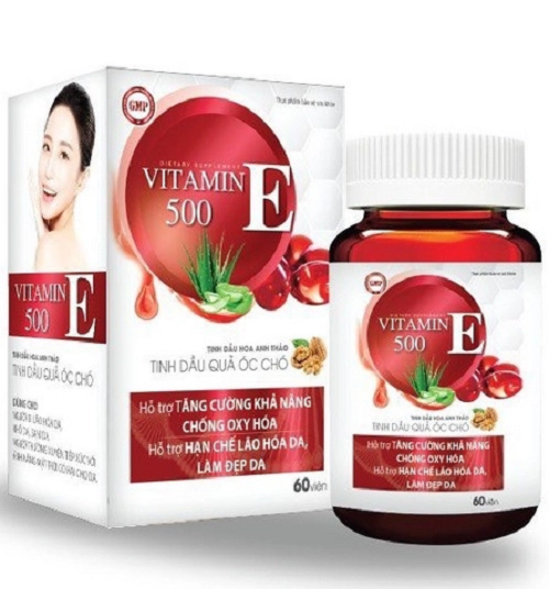 Combo 2 Chai Viên uống bổ sung VITAMIN E 500 (viên màu đỏ) hỗ trợ làm đẹp da – Hộp 60 viên