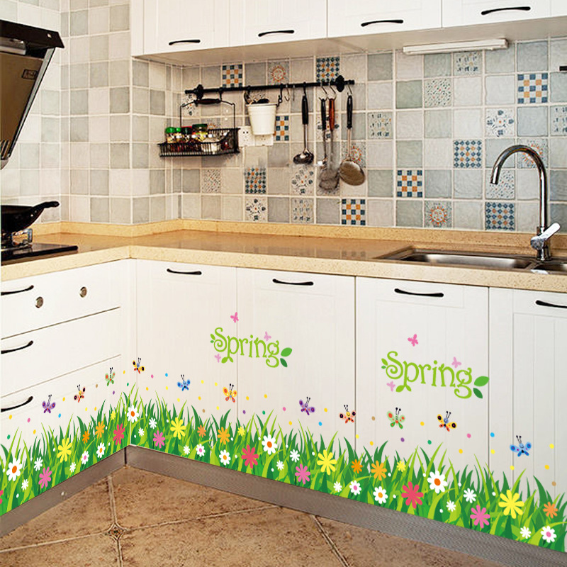Decal dán chân tường Cỏ mùa xuân Spring