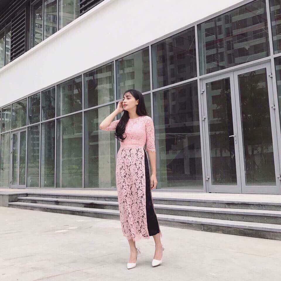 Aó dài truyền thống ren cao câp 2019