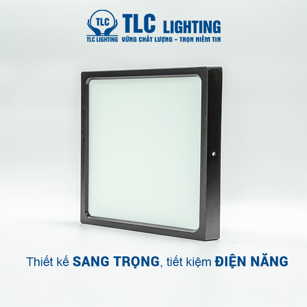 Đèn LED Ốp Trần Nổi Vuông Vỏ Đen TLC Lighting công suất 6W, 12W, 18W, 24W - Ánh sáng Trắng/Vàng/ 3 màu - Lắp đặt phòng khách, phòng tắm, hành lang, phòng bếp, cầu thang, ban công