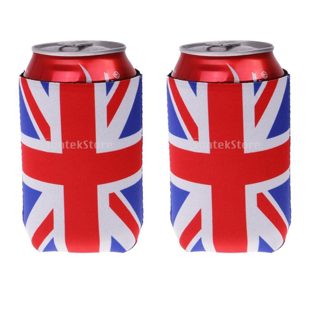 4PCS Union  UK Flag Stubby Beer Can Sleeve Holder Bottle Cooler Neoprene