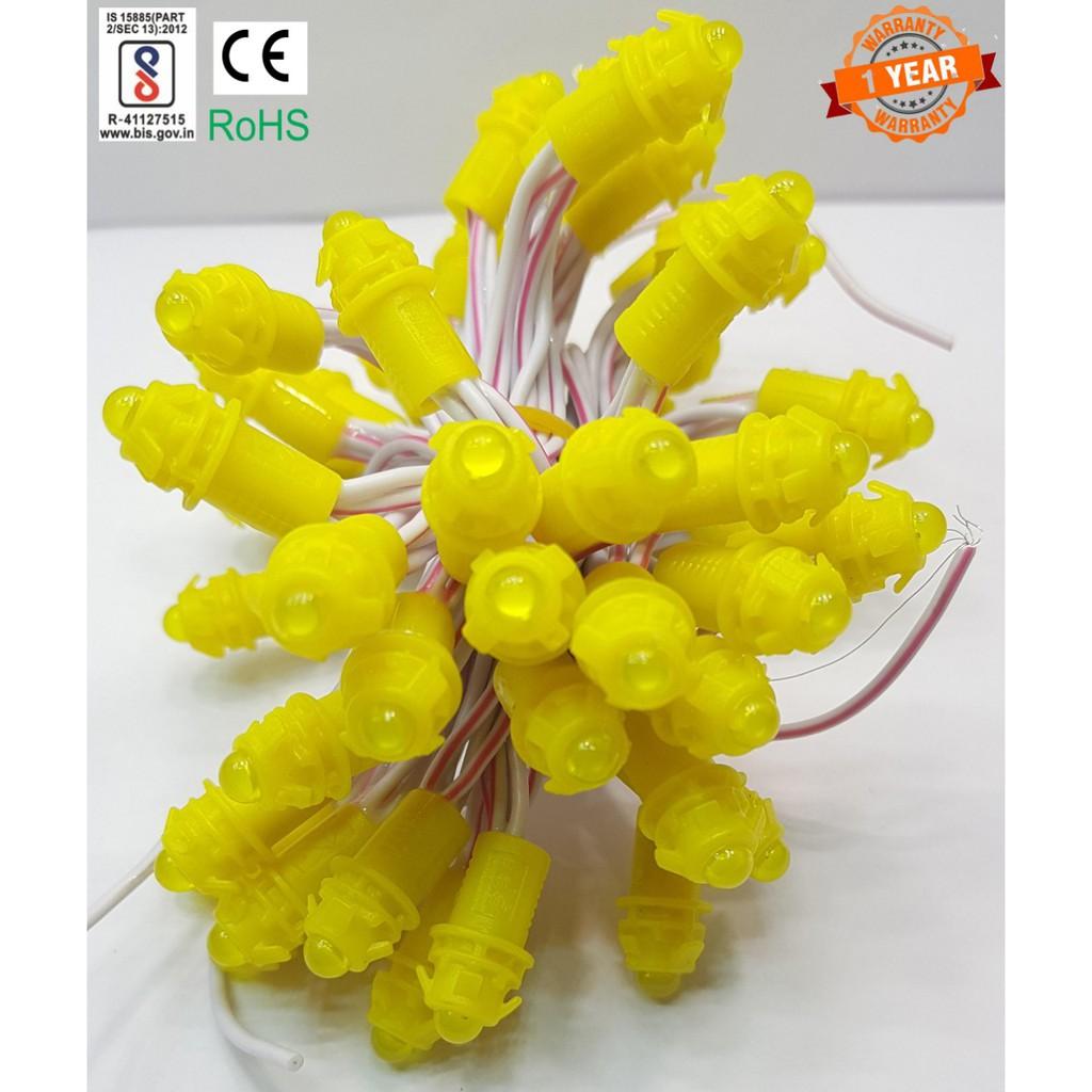 Led đúc f5/9mm 12V vàng chanh (bó 50 bóng