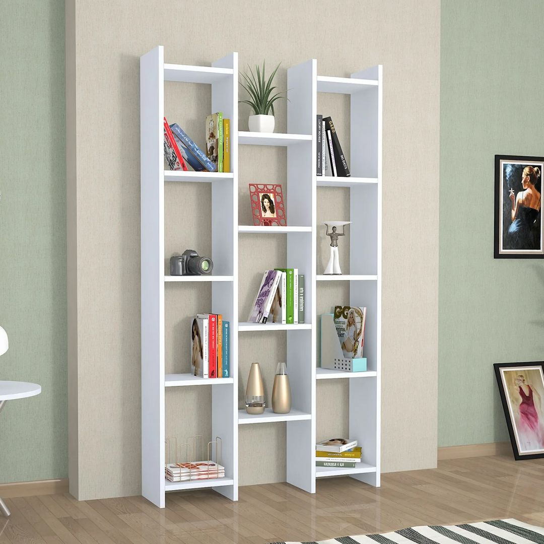 Kệ sách, kệ trang trí gỗ hiện đại SMLIFE Burukku | Gỗ MDF dày 17mm chống ẩm | D90xR22xC160cm