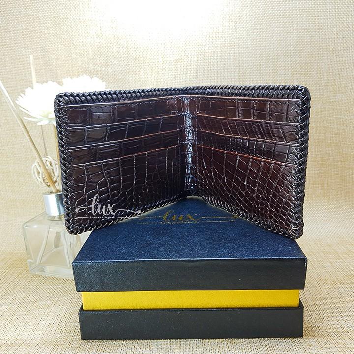 Ví Nam Da Cá Sấu LuxLeather LM2111 Đan Viền thủ công - Hai mặt - Kiểu ngang - Da gai đuôi