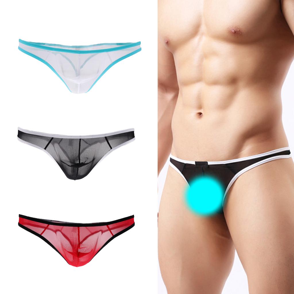 27-35inch Sexy Mens See-through Mesh Underwear Mesh Pouch Briefs Bikini Underpants