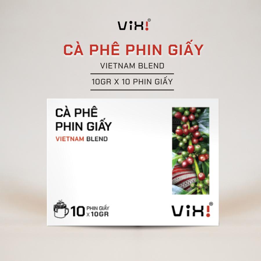 Cà phê Blend phin giấy nguyên chất tiện lợi rang mộc ViXi hộp 100g