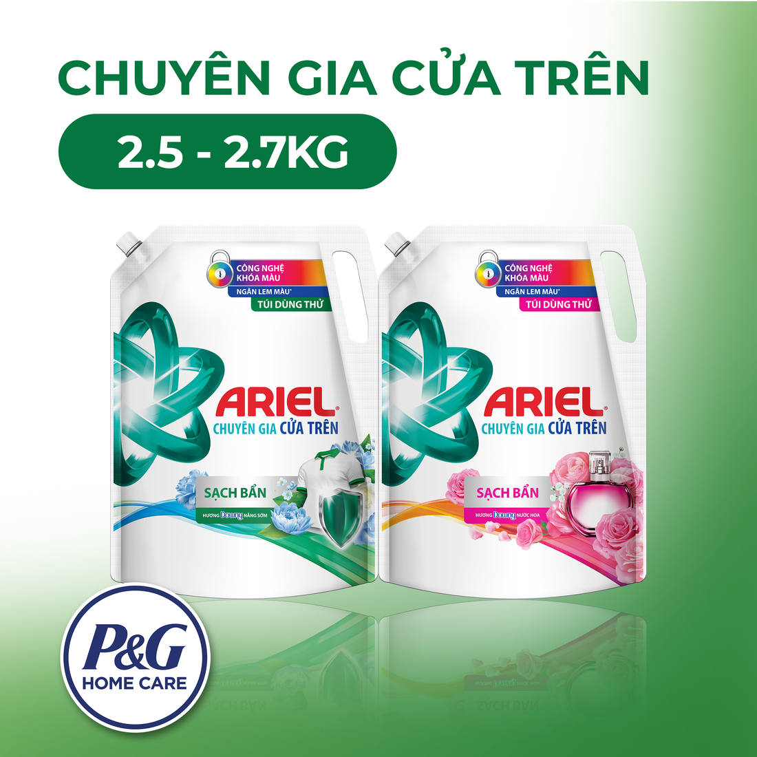 Nước Giặt ARIEL cửa trên Sạch bẩn Hương Nắng Sớm Túi 4.1 KG