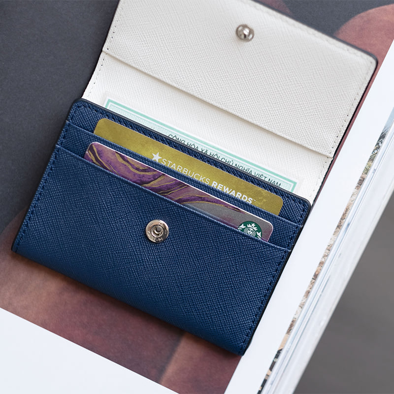 VÍ MINI ĐỰNG THẺ NỮ Bóp Nhỏ Gọn Cardholder KATE Da Saffiano Nhập Khẩu Cao Cấp Chống Thấm Nước Chuẩn Leonardo DOLANTO