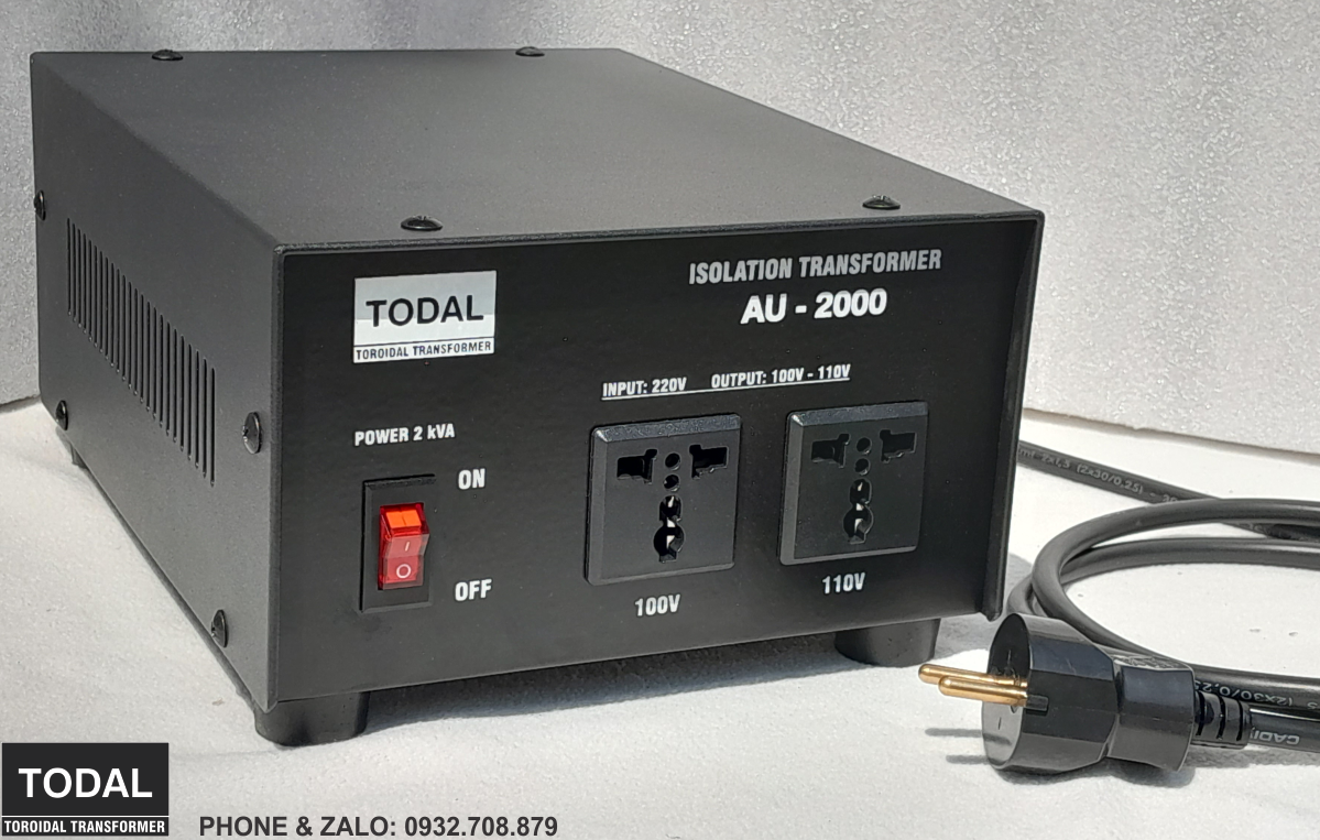 Biến áp cách ly xuyến TODAL 2kVA - Điện ra 110V/100V dây đồng