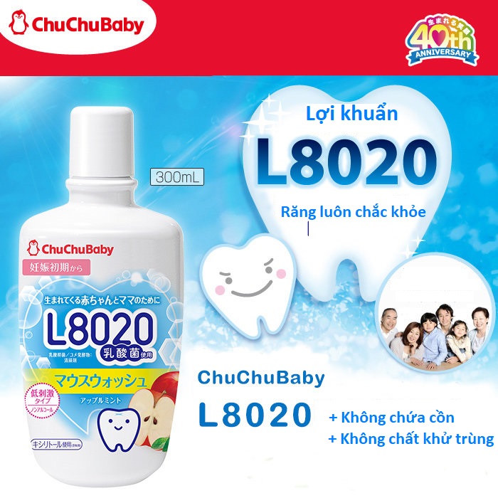 Nước Súc Miệng Lợi Khuẩn L8020 Ngừa Sâu Răng ChuchuBaby Cho Bé - Mẹ Bầu