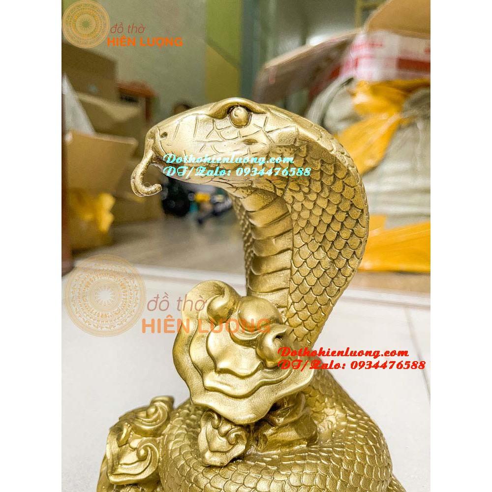 Tượng Rắn Vàng Cuốn Mây Bằng Đồng Thau Nguyên Chất Cao 22cm Đẹp Tinh Xảo