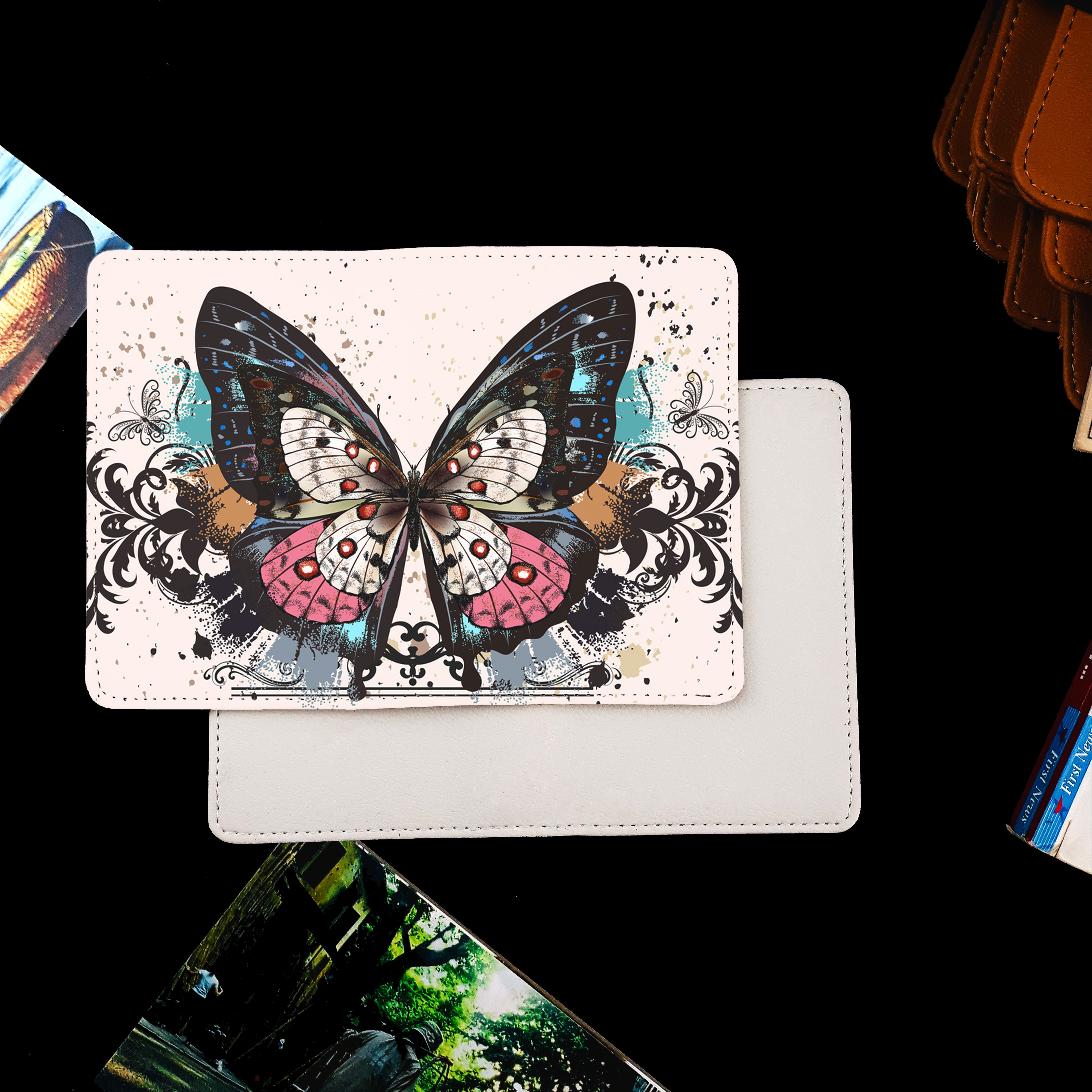 Bao Da Hộ Chiếu Du Lịch Hoạ Tiết BƯỚM - Ví Đựng Passport Thời Trang - Cá Tính - PPT026