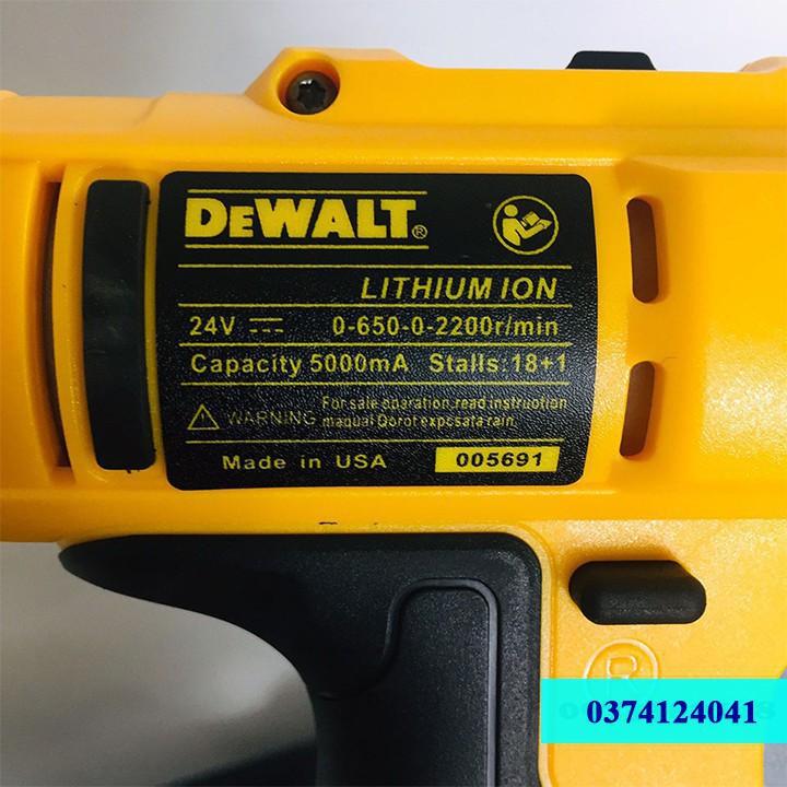 Máy Khoan Pin Dewalt 24V - Có Búa - Lõi Đồng - 3 Chức Năng- Pin chuẩn 5 cell - Máy Bắt vít