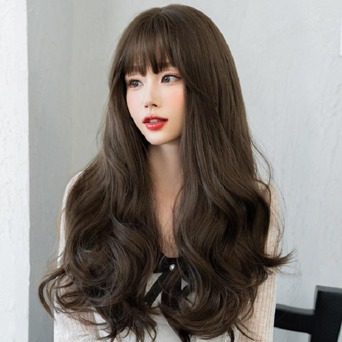 Bộ tóc giả nữ Hàn Quốc nguyên đầu màu nâu , vàng + tặng kèm lưới ONLINE_SHOPPING_1102
