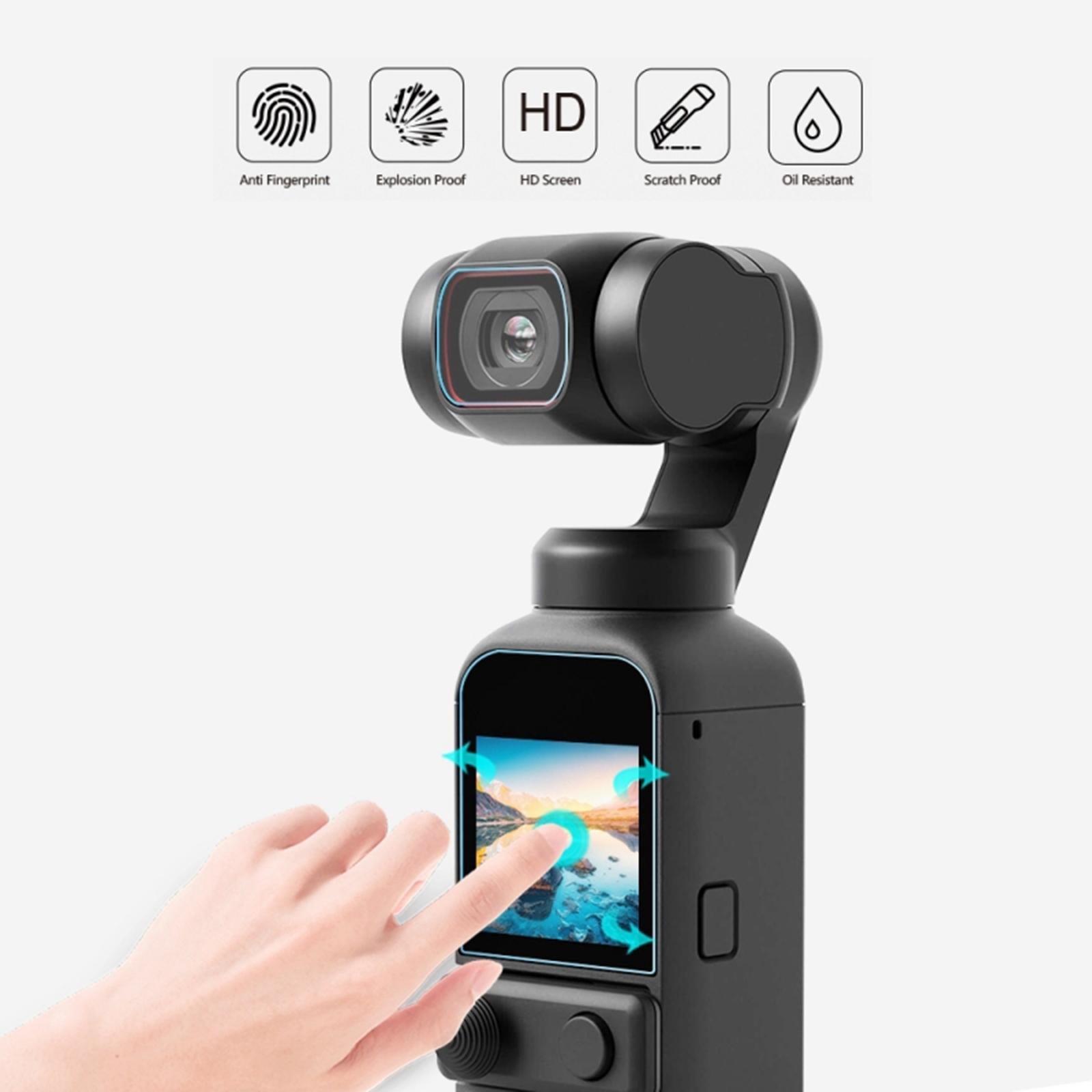 Screen Protector for DJI Pocket 2, 9H Hardness Tempered Glass Screen Protector + Lens Protector Film Full Coverage for DJI Osmo Pocket 2 Cameras
