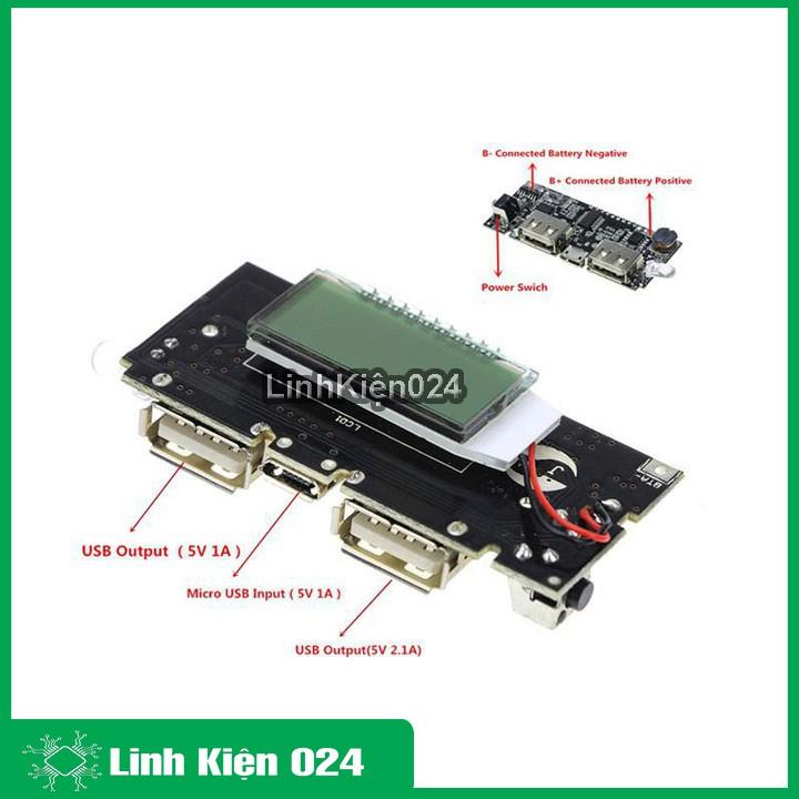 Module Sạc Pin Dự Phòng 18650 V4 1A/2A Hiển Thị LCD