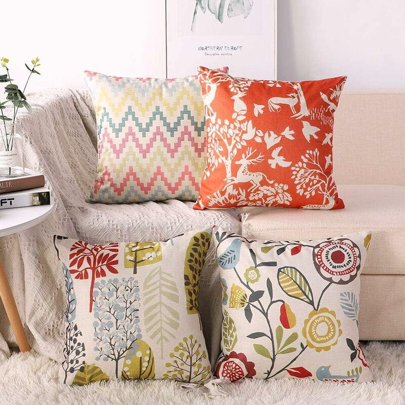 Plume và Mandala đệm đệm nắp đệm cho nhà trang trí phòng ngủ nhà sofa, 45 x 45 cm, bộ 4 phòng (hoa nhiệt đới)