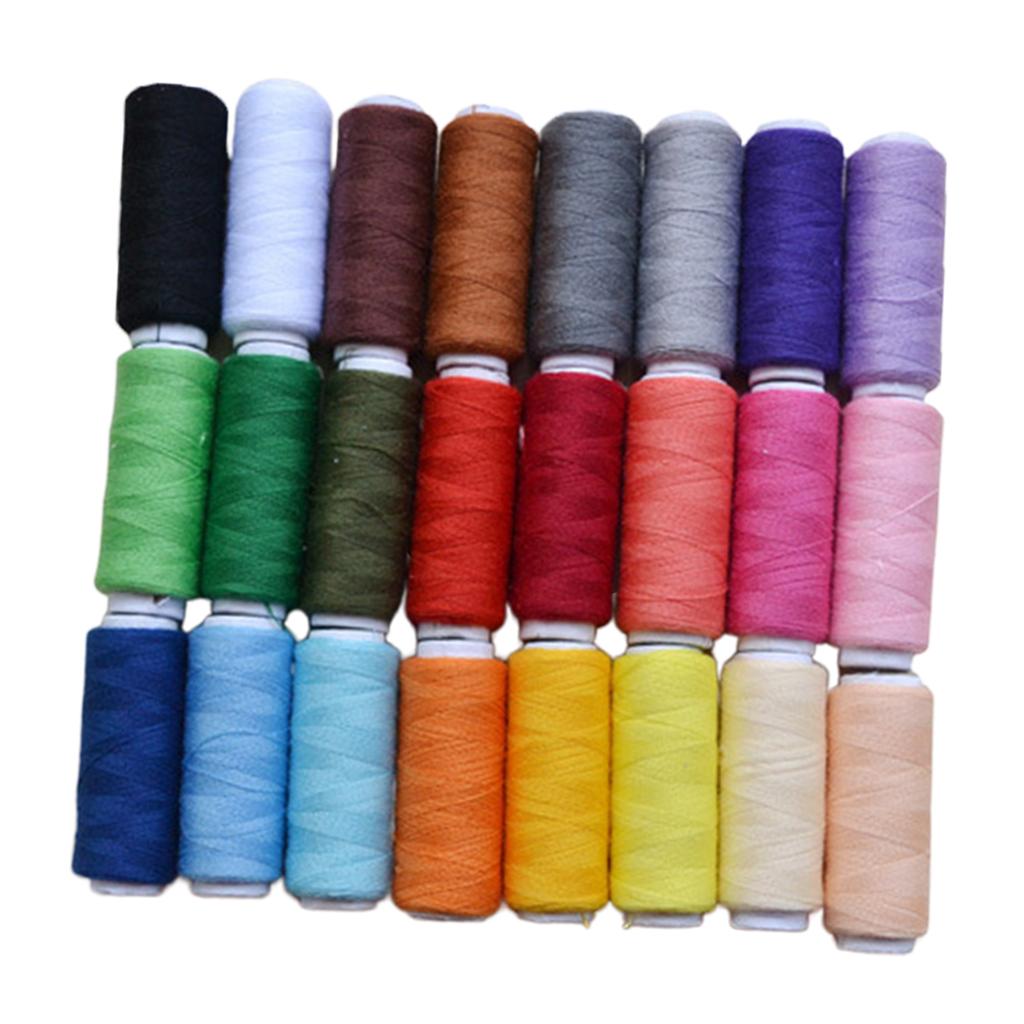 Bộ Chỉ May Bằng Vải Polyester 1Pack / 24 Màu Cho Máy Cầm Tay 200 Yard