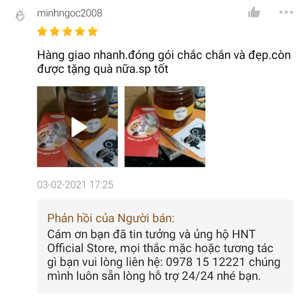 Mật ong rừng nhãn nguyên chất, tự nhiên không pha, không đóng đường, không pha tạp HNT NATURAL PRODUCT MO900G