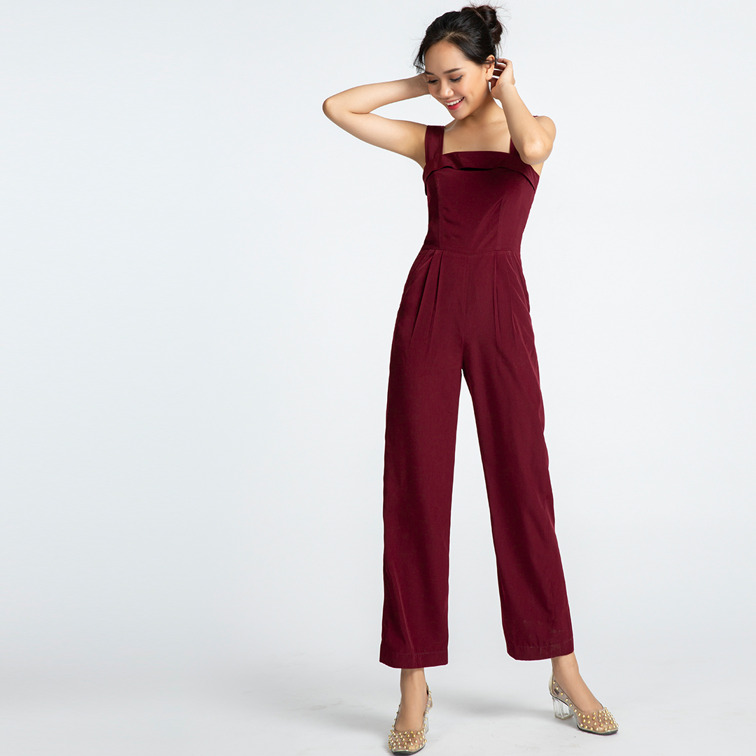 Jumpsuit Thời trang thiết kế Hity DRE096 Bộ Áo Liền Quần (Đỏ Auburn)