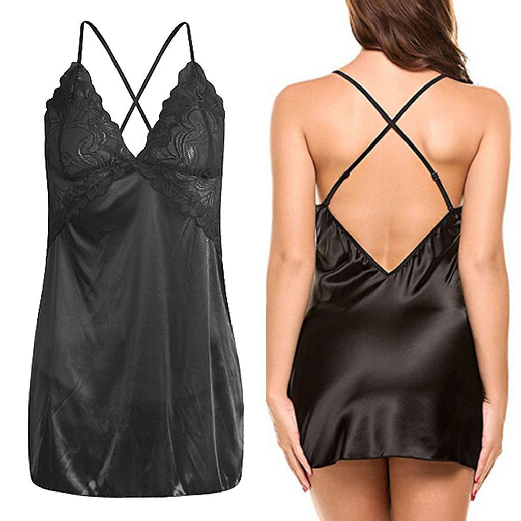 Women's Lingerie Lace Strappy Sleepwear T-back Set Nighty