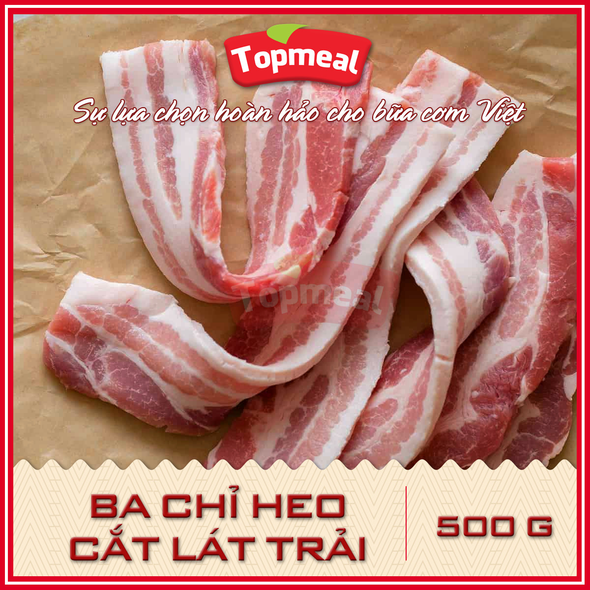 HCM - Ba chỉ heo cắt lát trải (500g) - Thích hợp với các món nướng, xông khói, xào, nhúng lẩu - [Giao nhanh TPHCM]