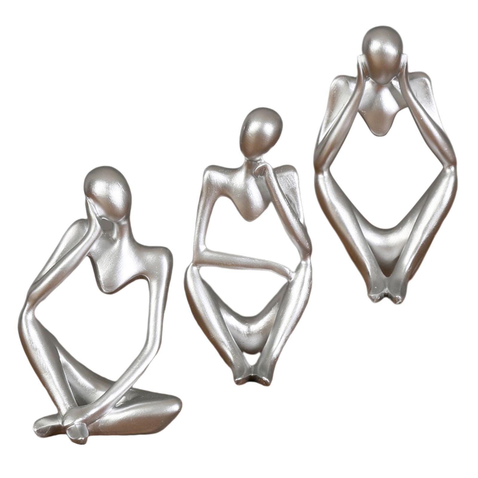 4pcs Resin Thinker Sculpture Figurine Statue for Tabletop Decoration
