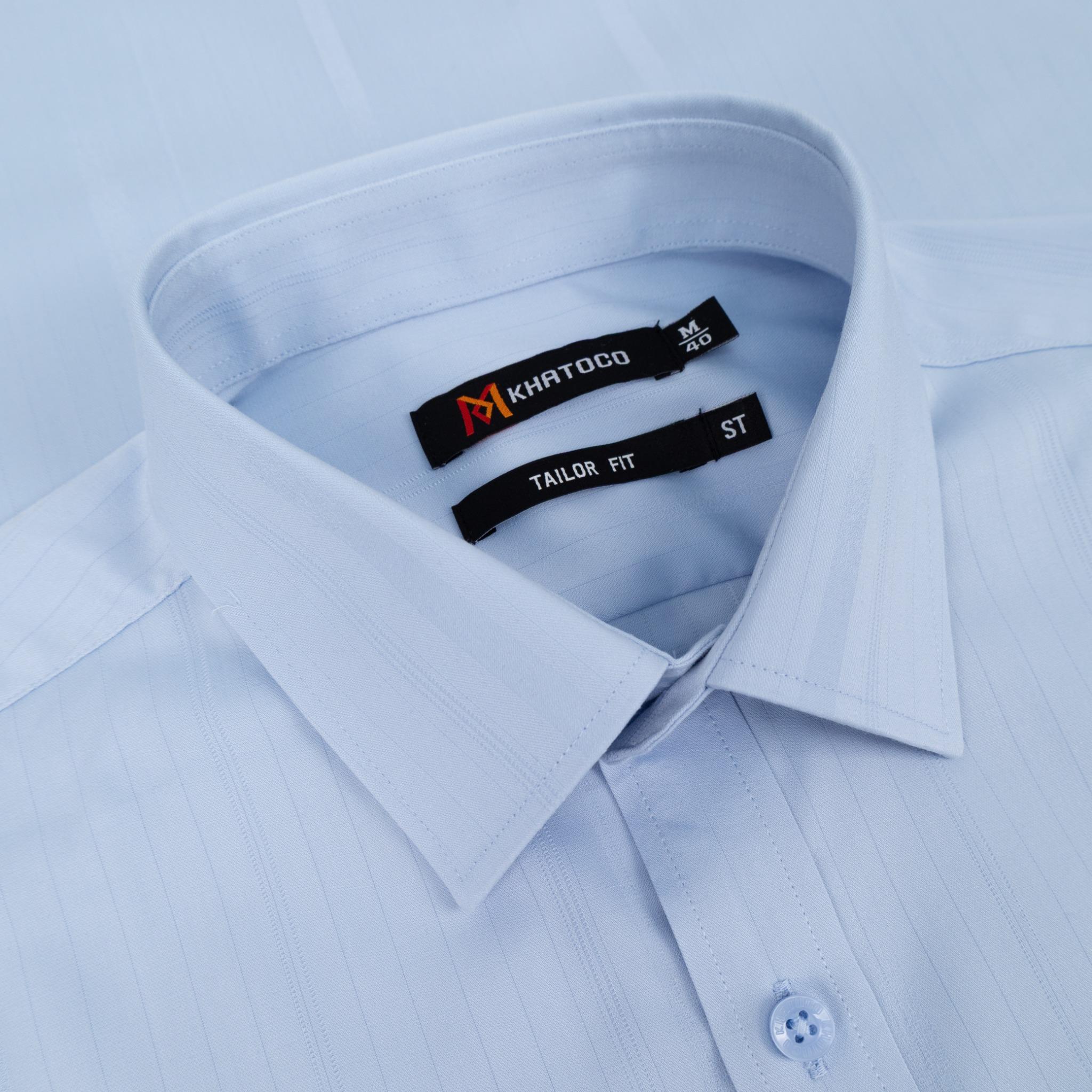 Áo sơ mi nam KHATOCO Tailor Fit ngắn tay A1MN498T2-CNMK758-2704-N