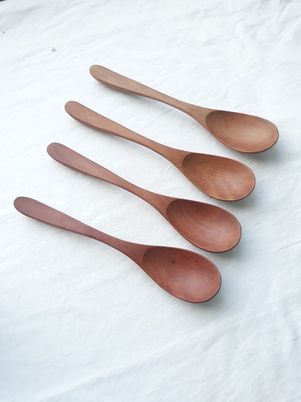 Bộ 6 thìa gỗ nhãn màu nâu ăn cơm 17.3 cm x 2.5 cm
