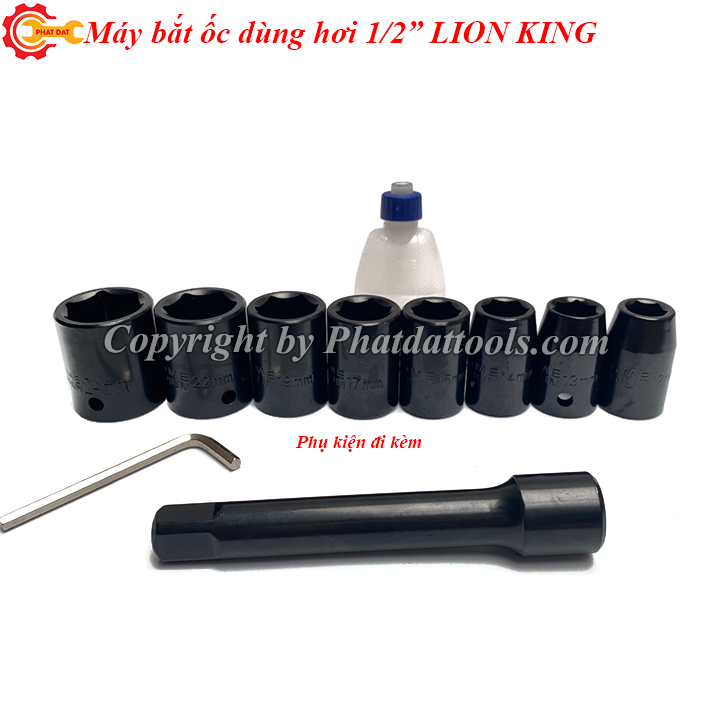 Máy siết mở bulong dùng hơi LION KING có khẩu - Hàng Đài Loan - Bảo hành 6 tháng