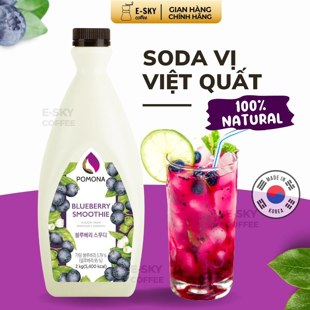 Mứt Pha Chế Trái Cây Thật Pomona Fruit Smoothie Nguyên Liệu Pha Chế Hàn Quốc Chai 2kg