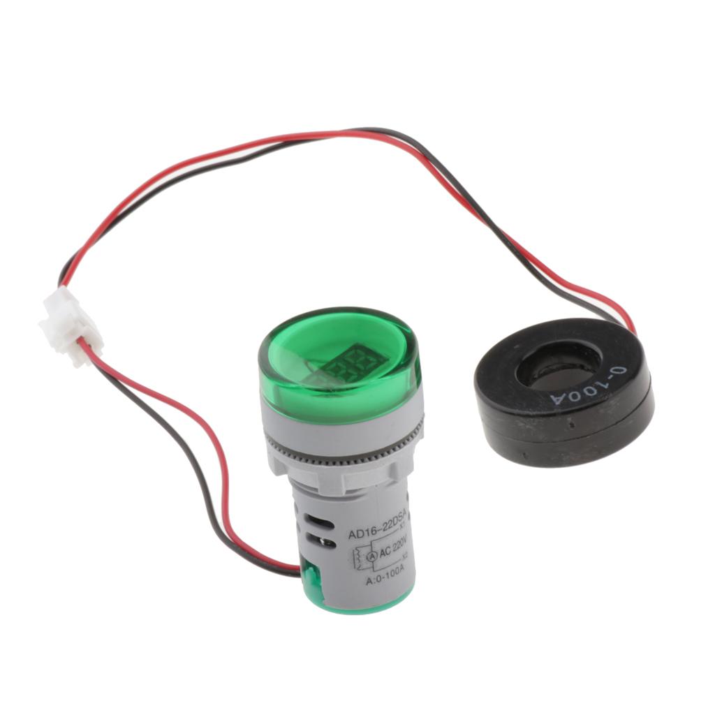 22mm AC 0-100A Ammeter Current Meter LED Digital Display Cylindrical Red