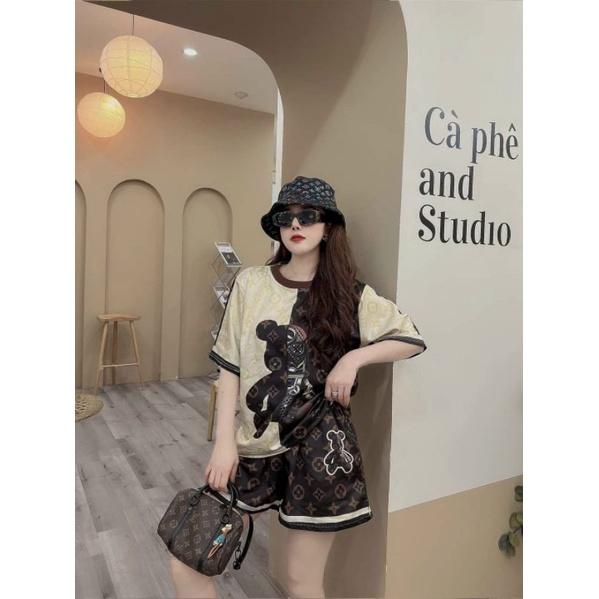 Bộ đồ sort đùi nữ in hình gấu siêu xinh mẫu mới giá rẻ đẹp có bigsize, đồ bộ đùi cao cấp mặc ở nhà đi chơi bao đẹp