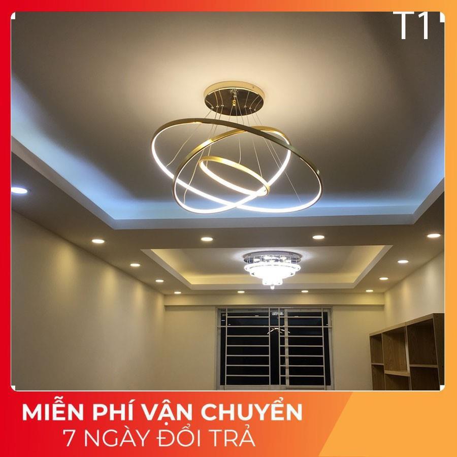 Đèn Thả Trần Không Gian Led T11 Hình Tròn 3 Vòng Viền Trắng/Vàng - 3 Chế Độ Ánh Sáng - Điều Khiển Từ Xa