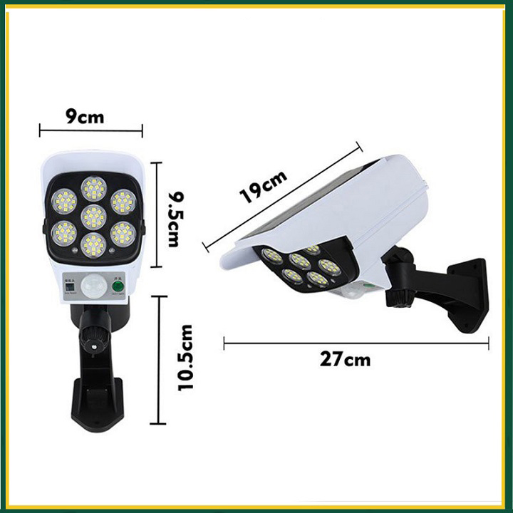 Đèn Năng Lượng Mặt Trời Giả Camera 77 Led Chống Trộm - Chống Nước - Có Điều Khiển Cảm Biến - Tiết Kiệm Điện