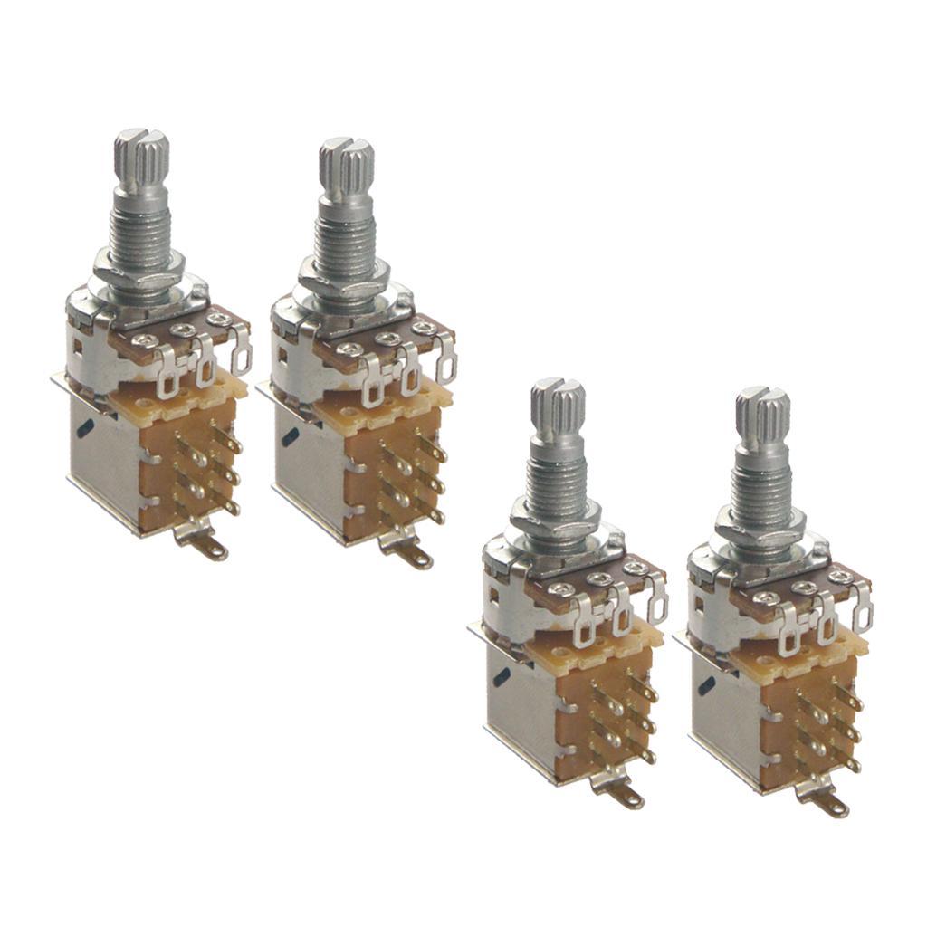 2X 2 Pack Push Pull Control Pots Guitar Potentiometer 18mm Split Shaft A25K