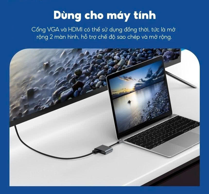 Cáp Chuyển Đổi USB Type-C Sang VGA HDMI (15cm) - Hàng Chính Hãng